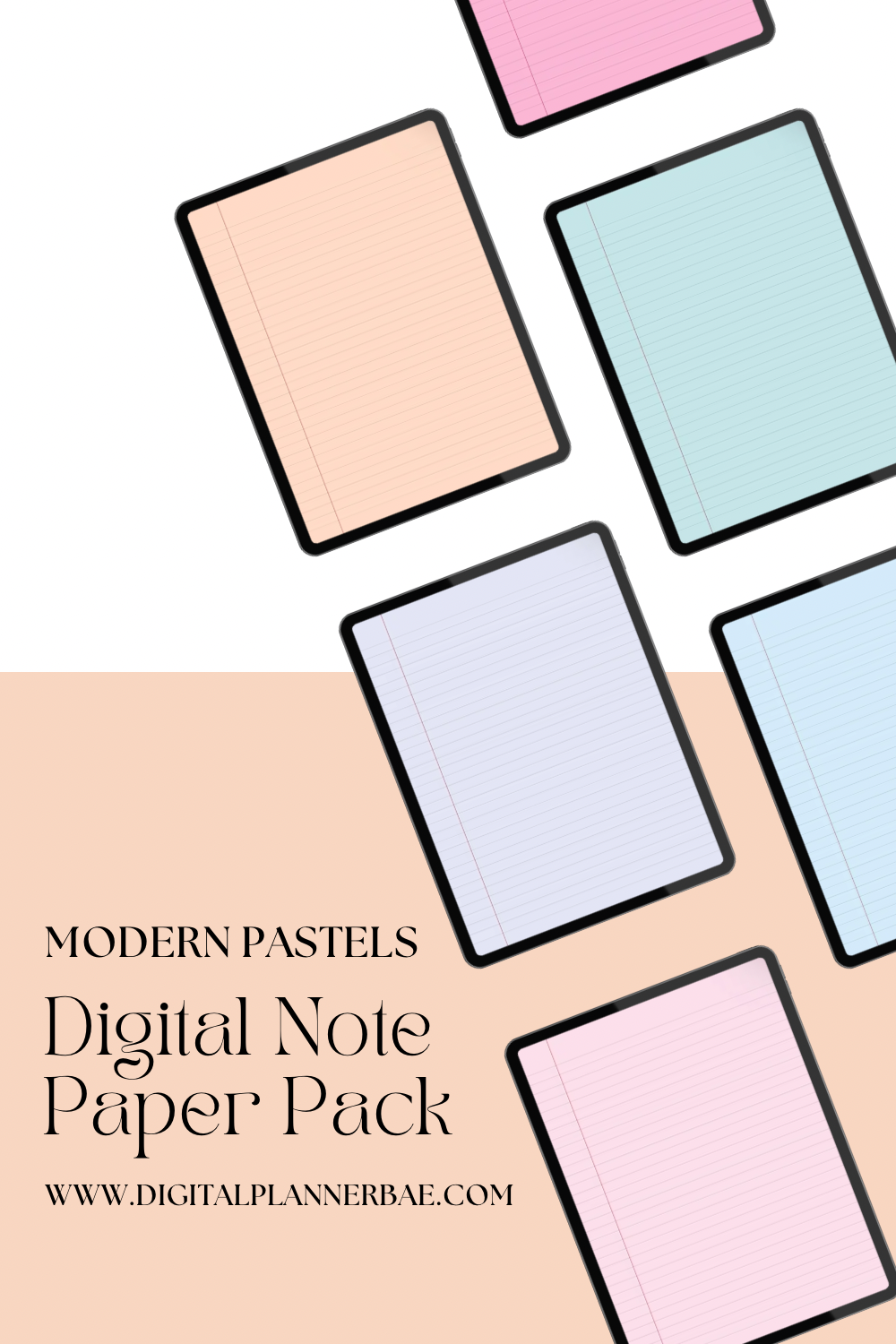 Modern Pastels Digital Note Paper Pack