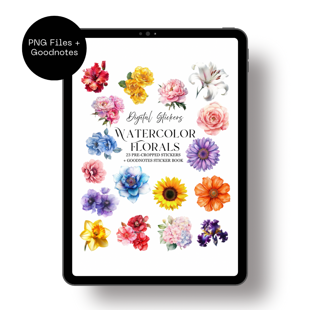 Watercolor Floral Digital Stickers