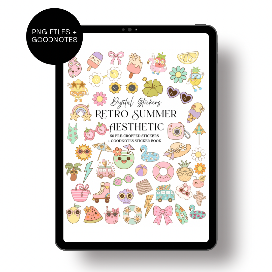 Retro Summer Aesthetic Digital Stickers