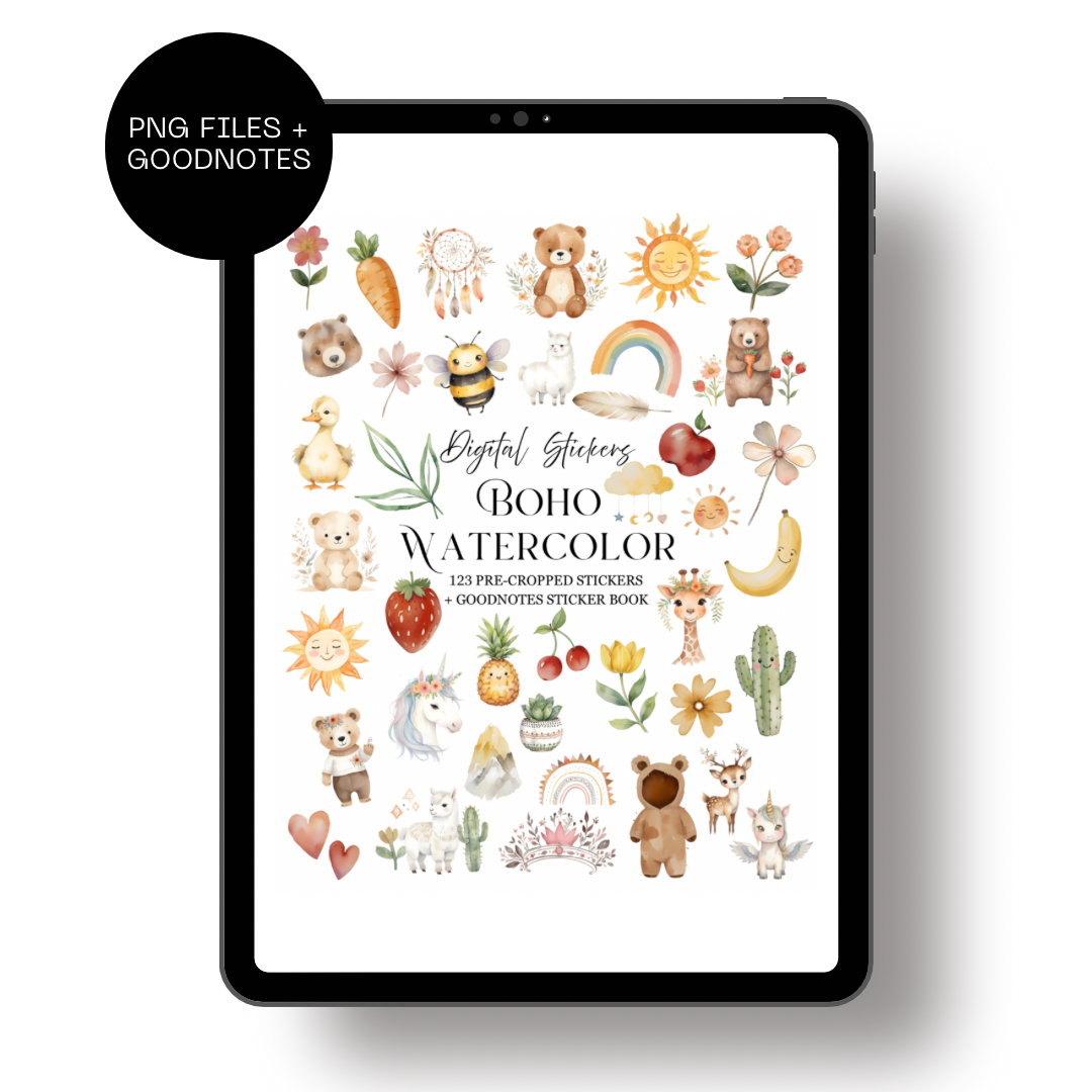 Boho Watercolor Digital Stickers