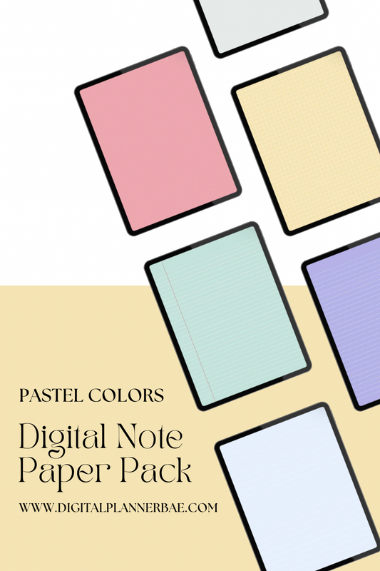 Pastel Colored Digital Note Paper Pack