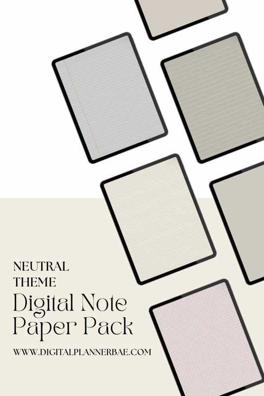 Neutral Theme Digital Note Paper Pack