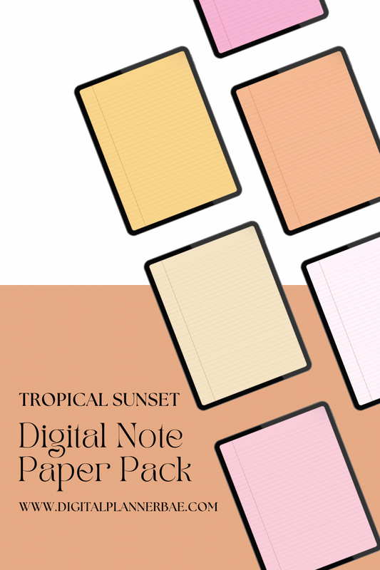 Tropical Sunset Digital Note Paper Pack