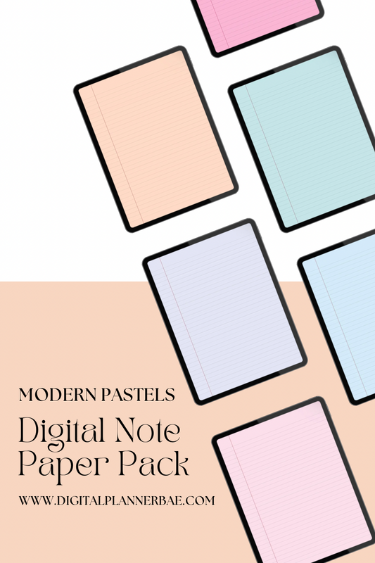 Modern Pastels Digital Note Paper Pack