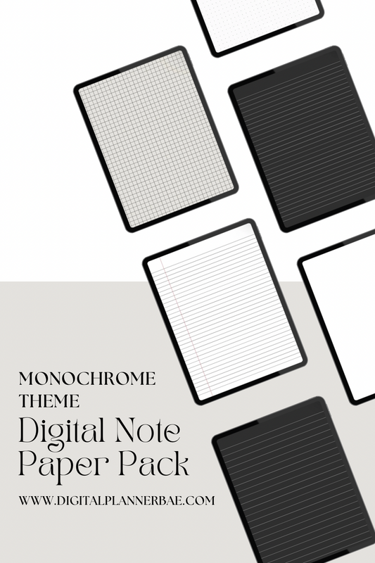 Monochrome Theme Digital Note Paper Pack